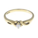 A 9ct gold diamond single-stone ring.Estimated diamond weight 0.10ct.