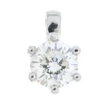 An 18ct gold brilliant-cut diamond single-stone pendant.Estimated diamond weight 0.40ct,