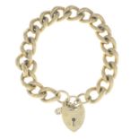 A 9ct gold bracelet with 9ct gold padlock clasp.Hallmarks for Chester.Length 20cms.
