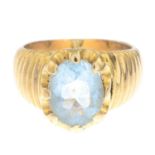 An 18ct gold aquamarine single-stone ring.Hallmarks for 18ct gold.