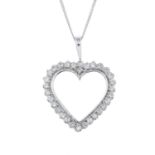 An 18ct gold brilliant-cut diamond open heart pendant, with 9ct gold chain.