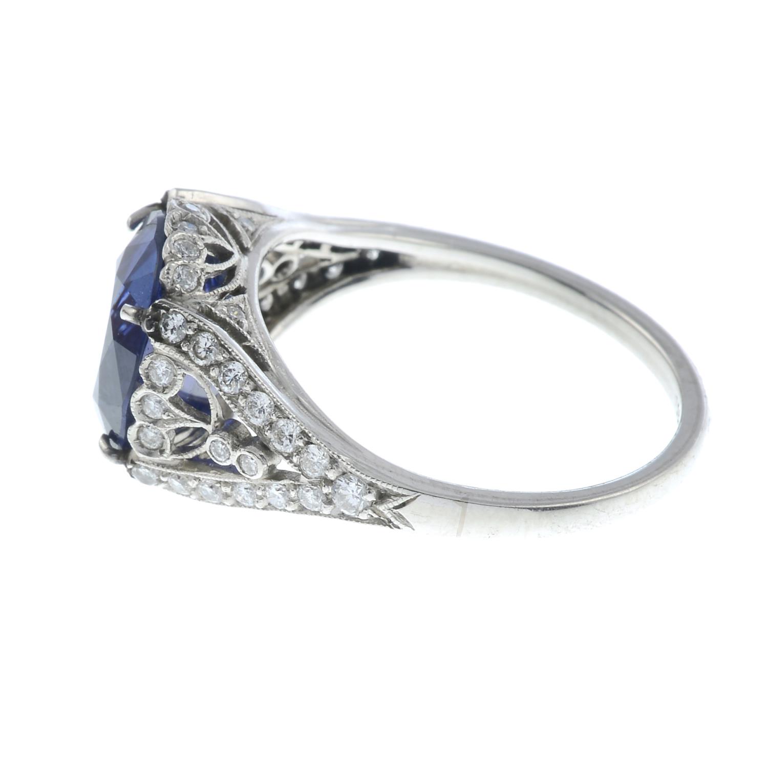 A sapphire and diamond dress ring. - Image 4 of 5