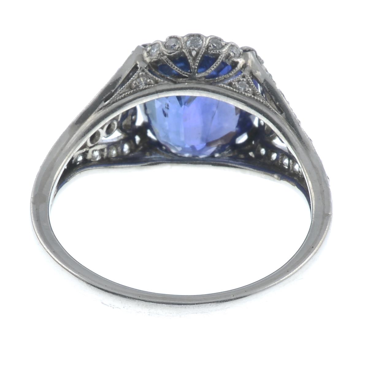 A sapphire and diamond dress ring. - Image 5 of 5