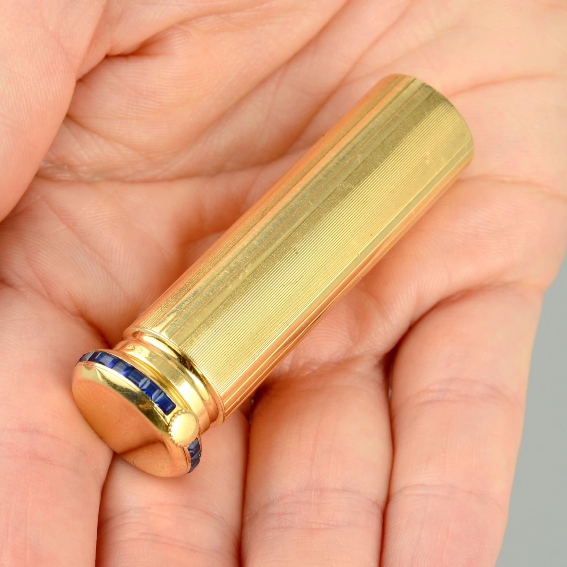 A mid 20th century 18ct gold lipstick holder,