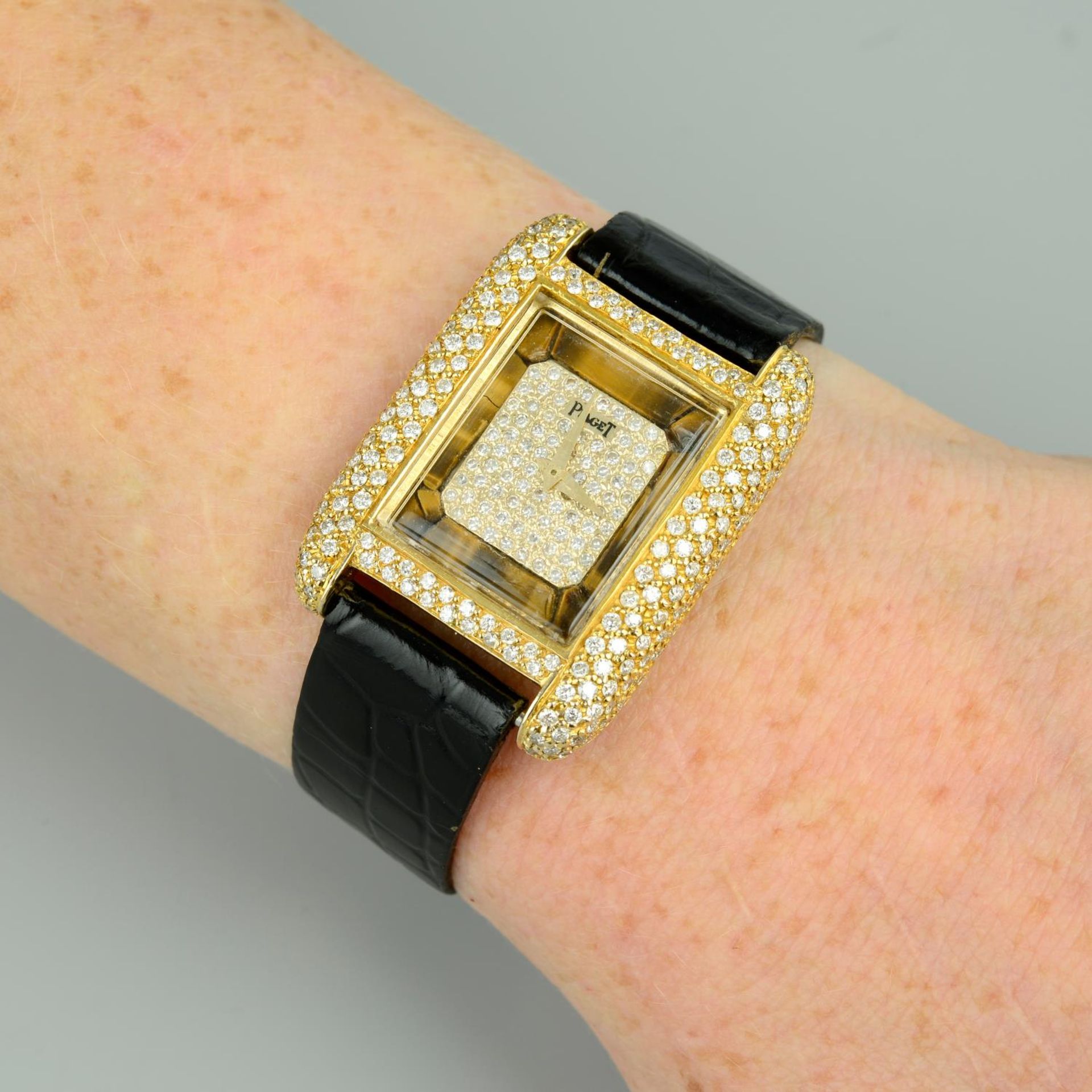 A lady's mid 20th century pave-set diamond and tiger's-eye watch,