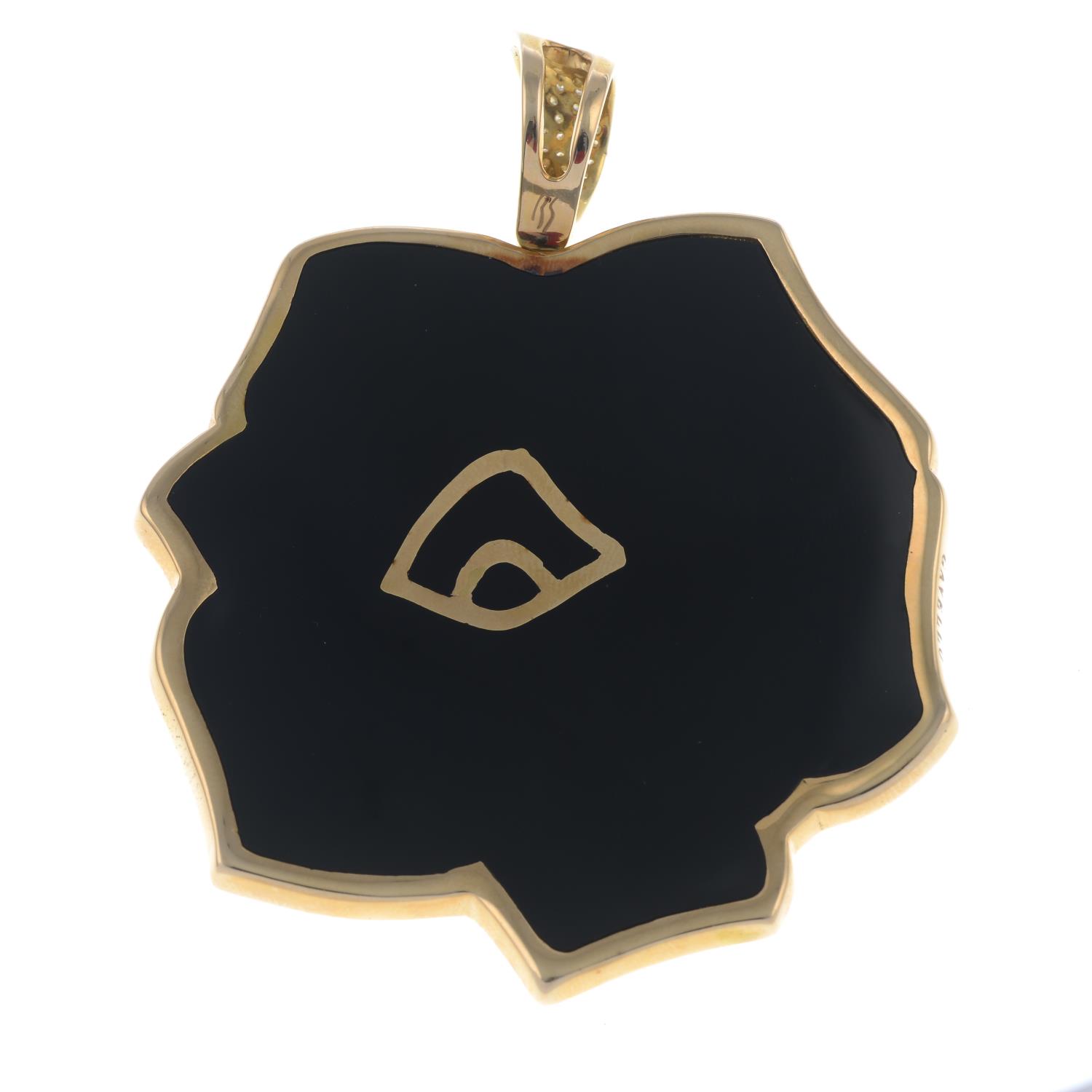 A large black enamel and pave-set diamond rose pendant, - Image 4 of 4