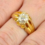 An early 20th century 18ct gold old-cut diamond single-stone ring.Estimated diamond weight 1.60cts,