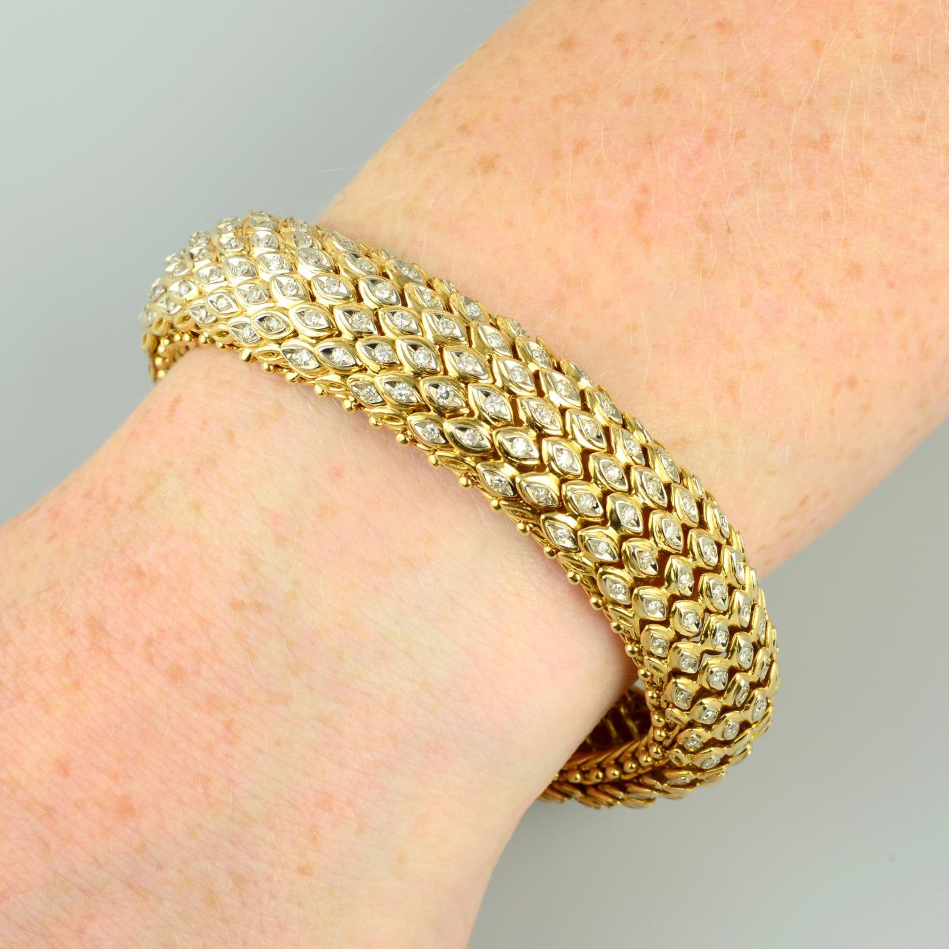 A 1970s 18ct gold diamond bracelet,