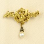 A late 19th century Gothic Revival 18ct gold Wyvern brooch,