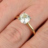 An 18ct gold circular-cut diamond single-stone ring.Diamond weight 1.75cts,