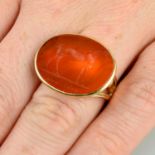 A 19th century gold carnelian intaglio ring,