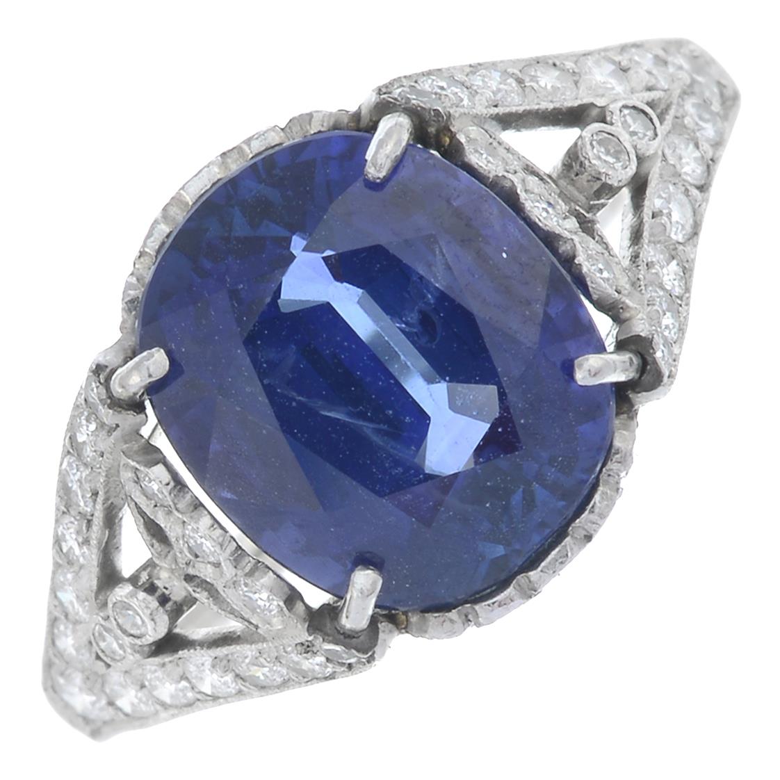 A sapphire and diamond dress ring. - Image 2 of 5