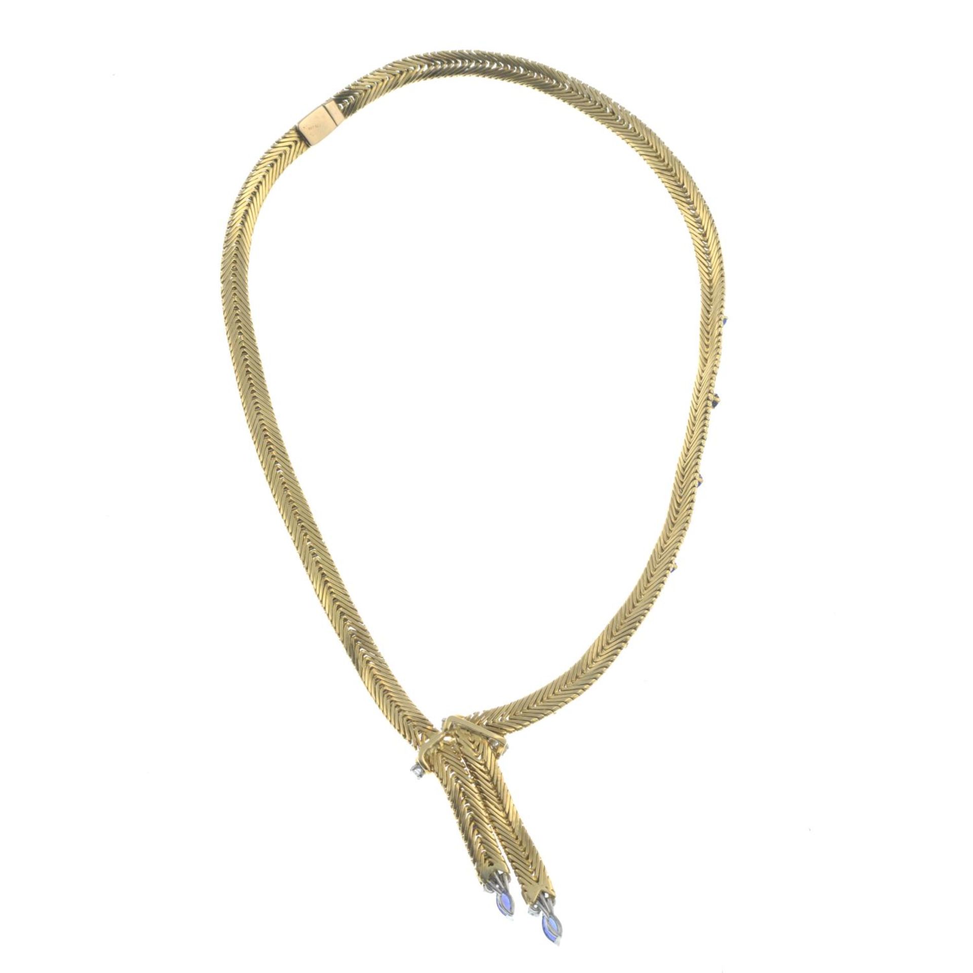 A 1960s 18ct gold sapphire and diamond necklace, by Kutchinsky. - Bild 4 aus 5