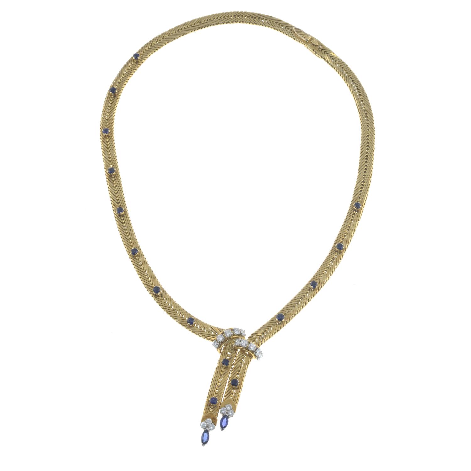 A 1960s 18ct gold sapphire and diamond necklace, by Kutchinsky. - Image 5 of 5