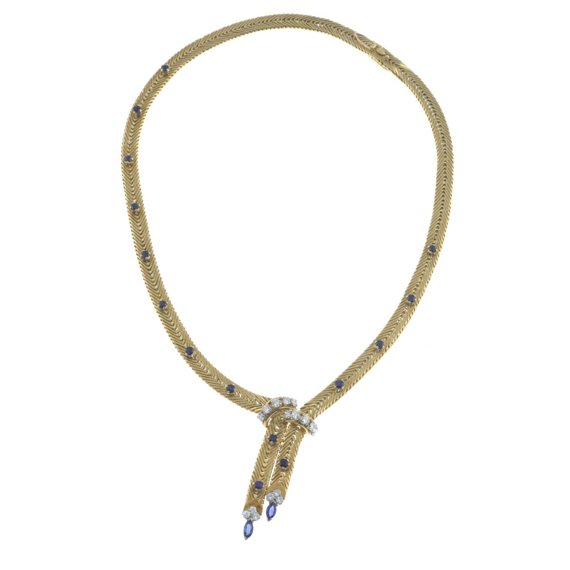 A 1960s 18ct gold sapphire and diamond necklace, by Kutchinsky. - Bild 5 aus 5