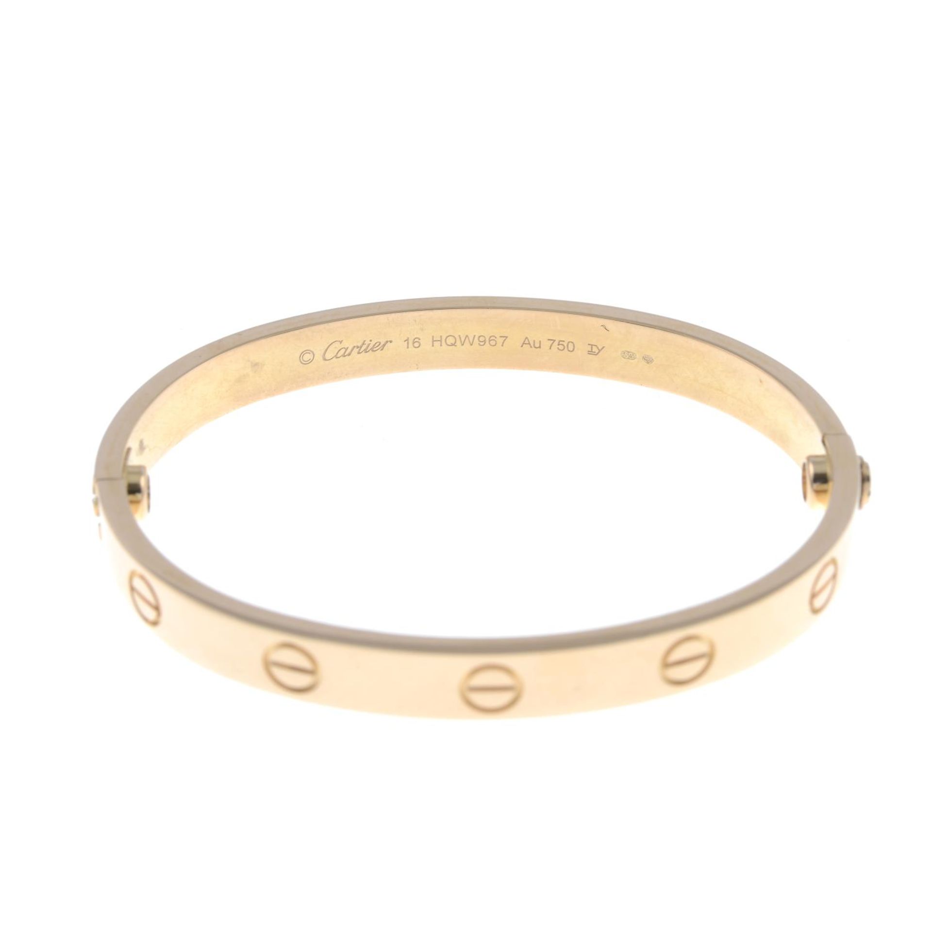 An 18ct gold 'Love' bangle, by Cartier.Swiss convention marks. - Bild 3 aus 4