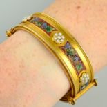 A late 19th century Etruscan Revival gold micro mosaic bangle,