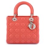 CHRISTIAN DIOR - a Cannage Lady Dior MM handbag.