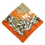 HERMÈS - a 'Noel au 24 Faubourg' silk scarf.