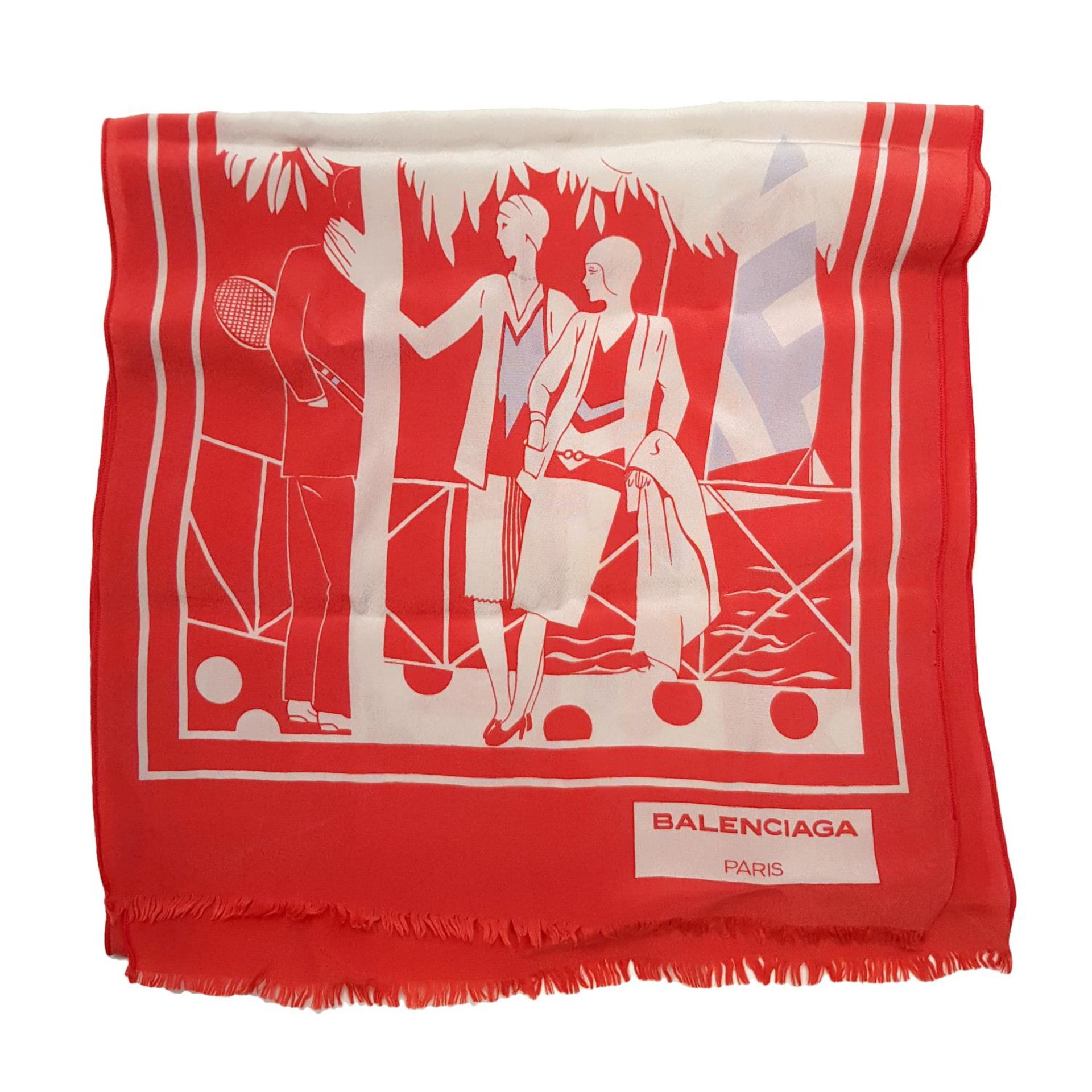 BALENCIAGA - a long vintage silk scarf.