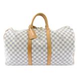 LOUIS VUITTON - a Damier Azur Keepall 50 luggage bag.