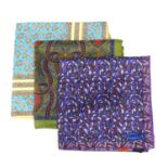 A selection of eight designer handkerchiefs.