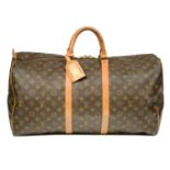 LOUIS VUITTON - a Monogram Keepall 55 luggage bag.