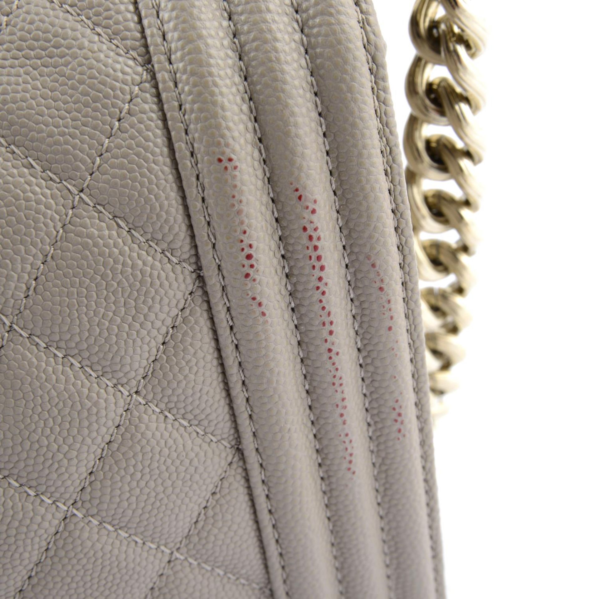 CHANEL - a Medium Shiny Beige Caviar Boy Flap handbag. - Image 5 of 5