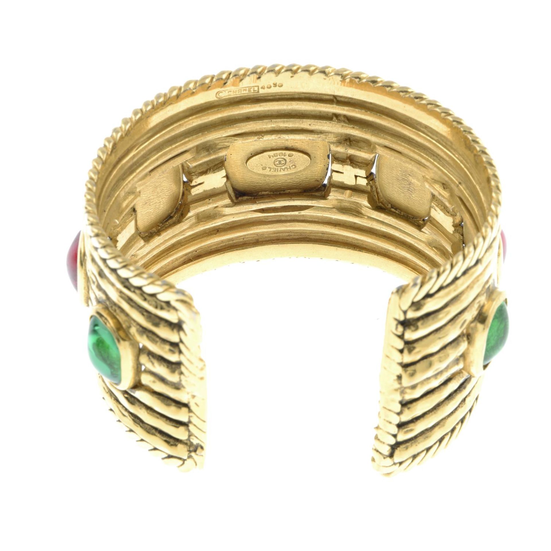 CHANEL - a 90's gold-plated Gripoix Cuff bracelet. - Image 2 of 3