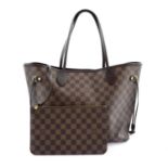 LOUIS VUITTON - a Damier Neverfull MM handbag and pouch.