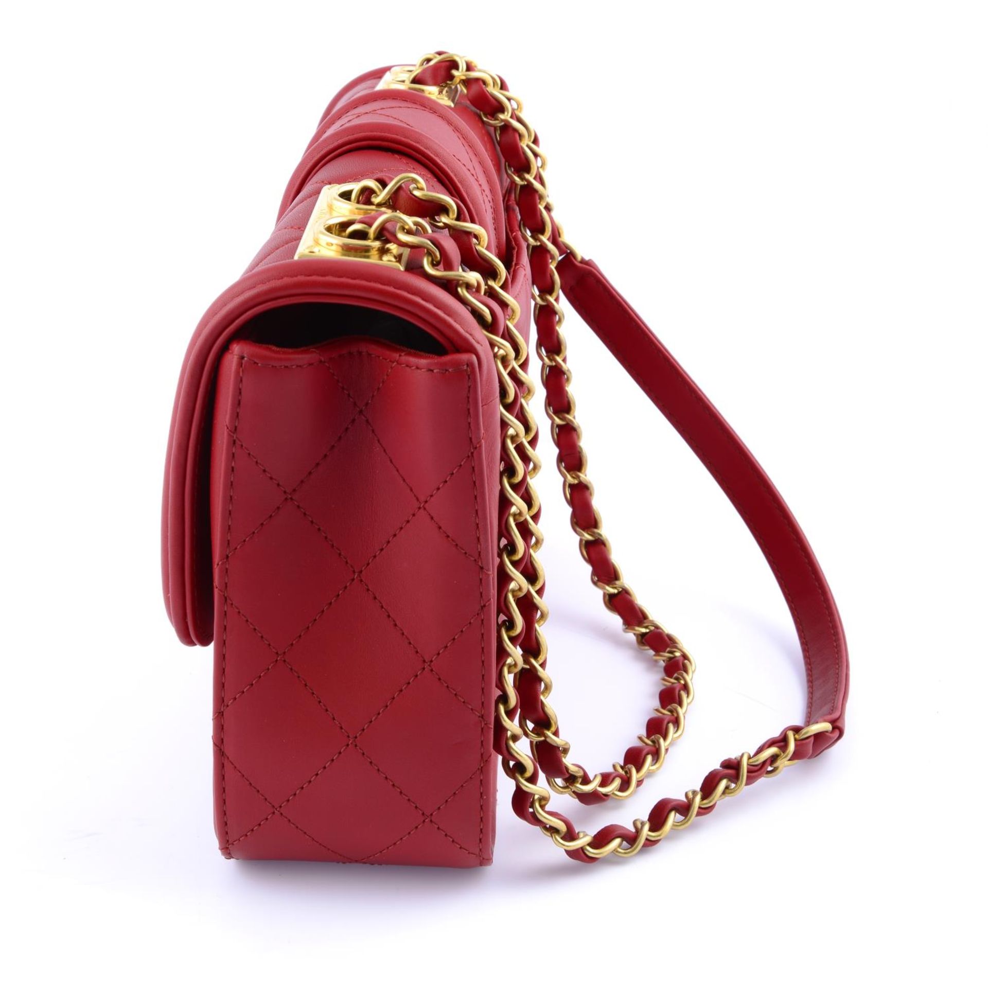 CHANEL - a red quilted Elegant handbag. - Image 3 of 4