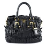 PRADA - a black Gaufre handbag.