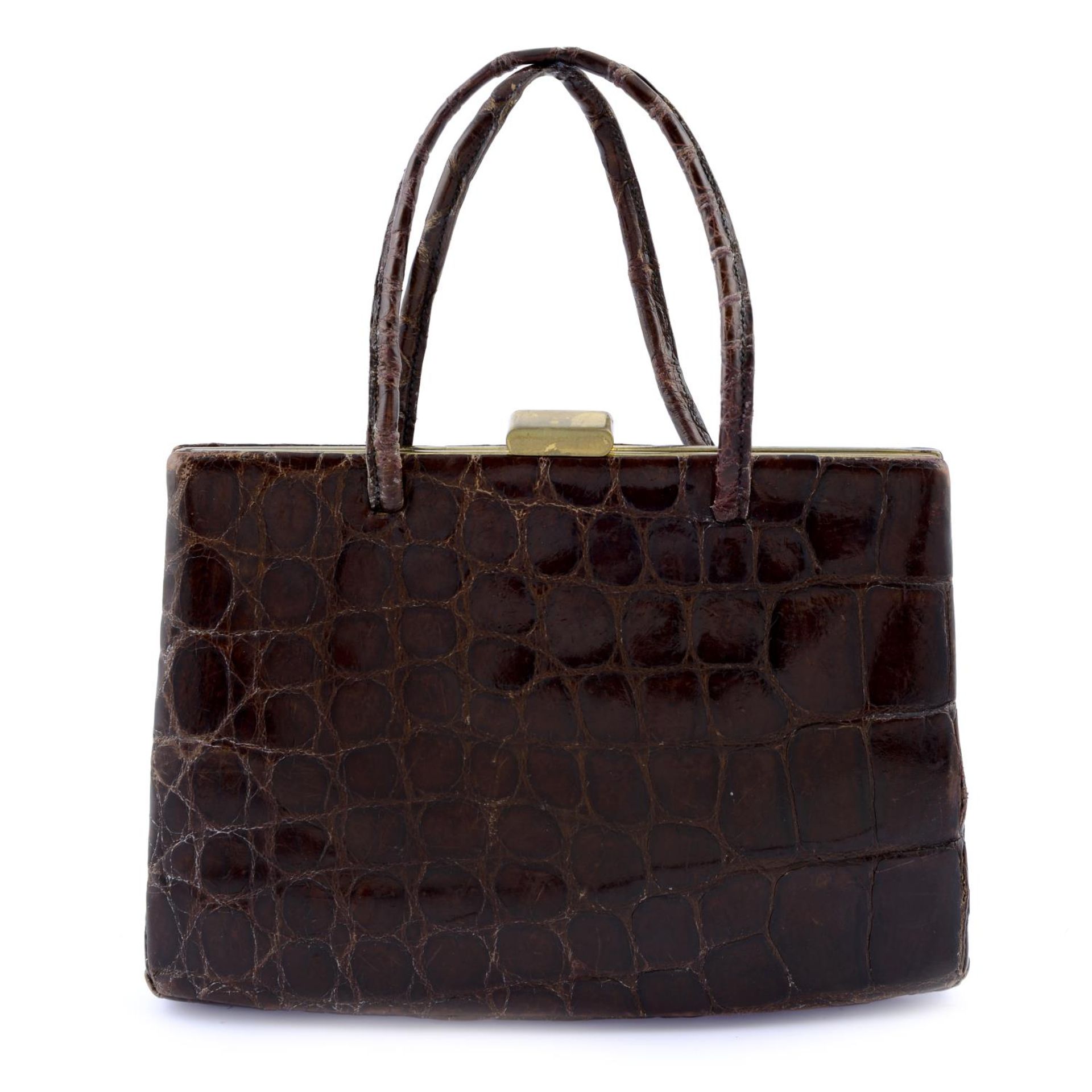 ASPREY - a vintage crocodile skin handbag.