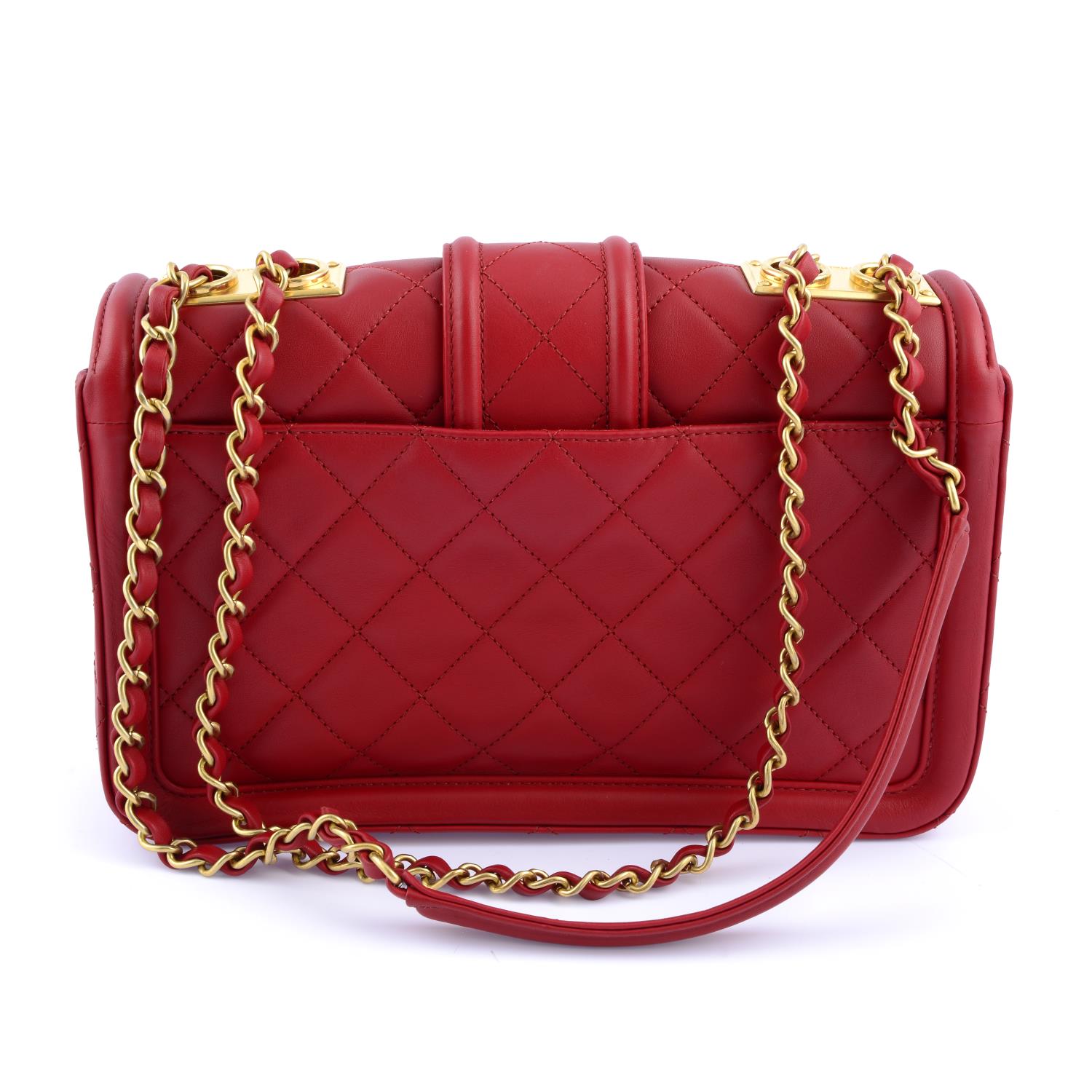 CHANEL - a red quilted Elegant handbag. - Image 2 of 4