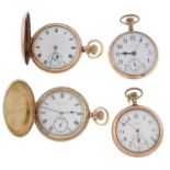A group of four assorted gold plated pocket watches,