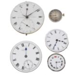 A small group of pocket watch and watch movements, to include examples by Waltham and Cyma.