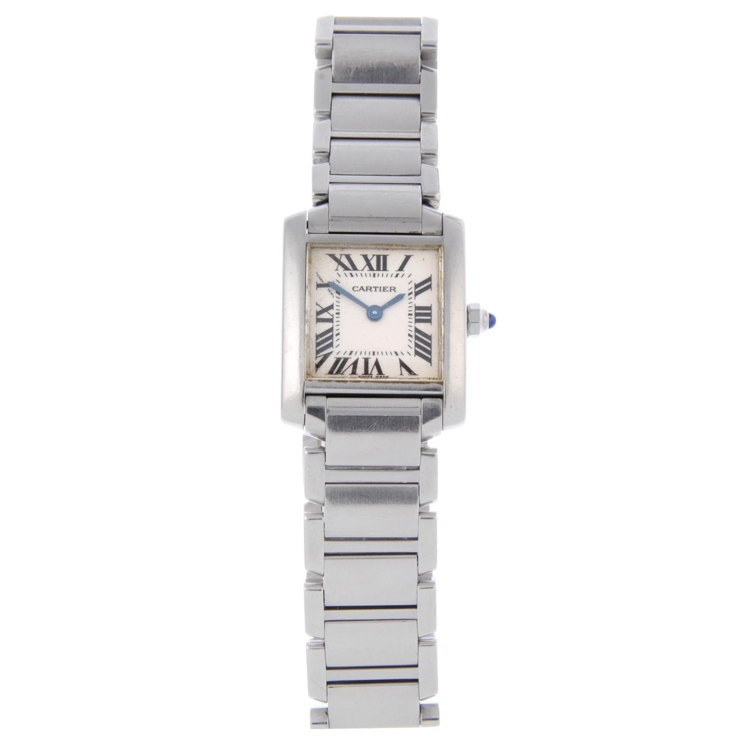 CARTIER - a lady's Tank Francaise bracelet watch.