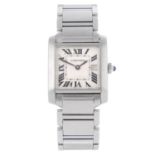 CARTIER - a mid-size Tank Francaise bracelet watch.