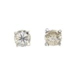 Five pairs of brilliant-cut diamond stud earrings.