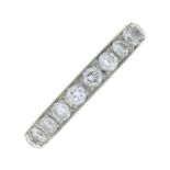 A platinum brilliant-cut diamond half eternity ring.Total diamond weight 0.45ct,