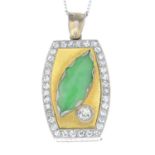 A jade and circular-cut diamond locket pendant,