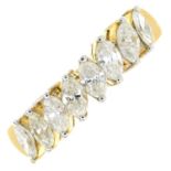 A 14ct gold marquise-shape diamond half eternity ring.Estimated total diamond weight