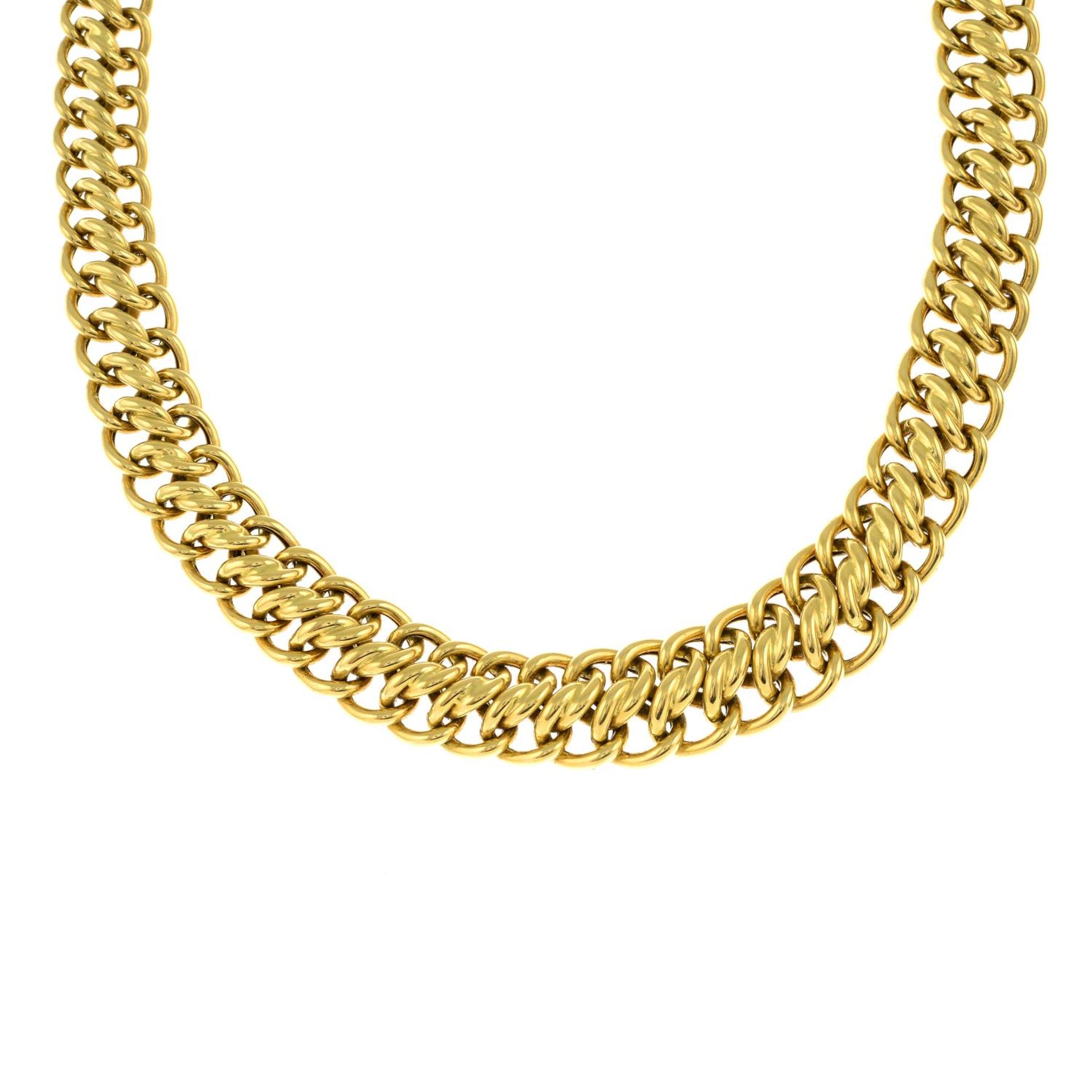 A 1960's 18ct gold necklace.Import marks for London, 1963.Length 39cms.