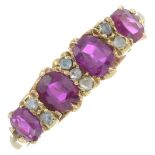 An Edwardian 18ct gold ruby five-stone ring,