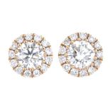 A pair of 18ct gold brilliant-cut diamond cluster earrings.