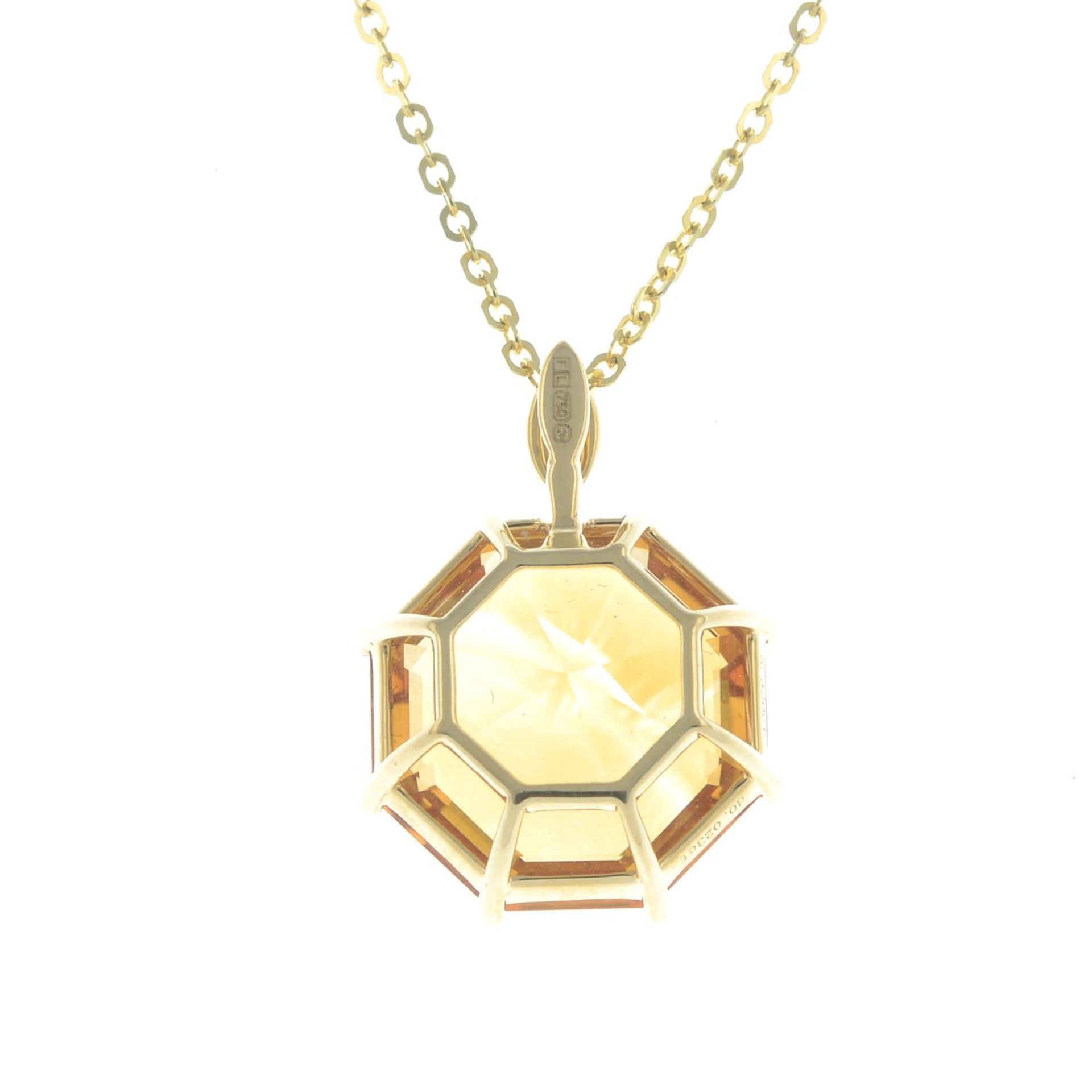 An 18ct gold citrine and brilliant-cut diamond pendant, - Image 2 of 2