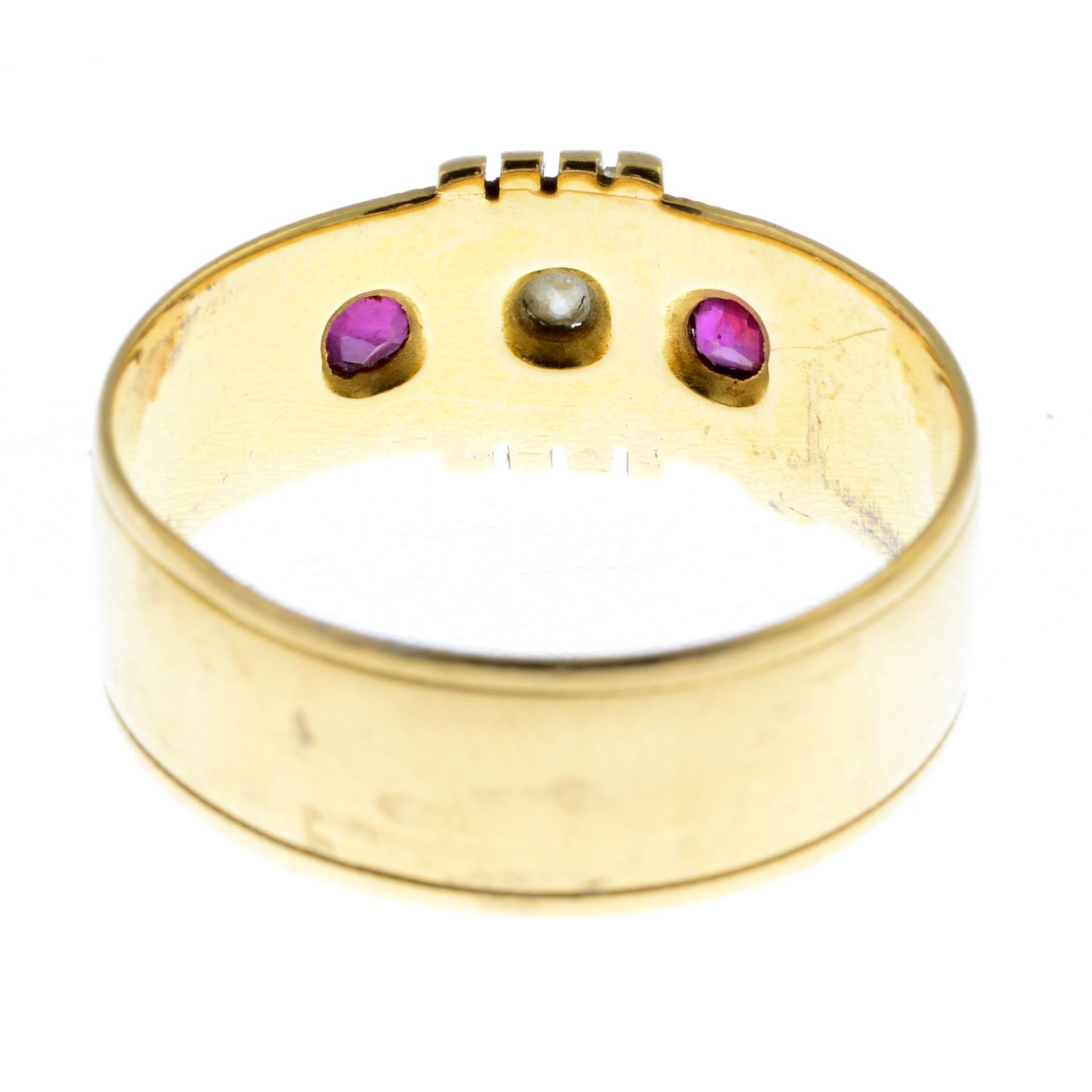 A late Victorian 18ct gold diamond and ruby ring. - Image 3 of 3