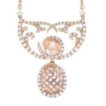 An 18ct gold morganite and brilliant-cut diamond pendant,