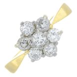 An 18ct gold brilliant-cut diamond floral cluster ring.Estimated total diamond weight 0.50ct,