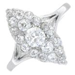 A mid 20th century old-cut diamond dress ring.Estimated total diamond weight 0.70ct,